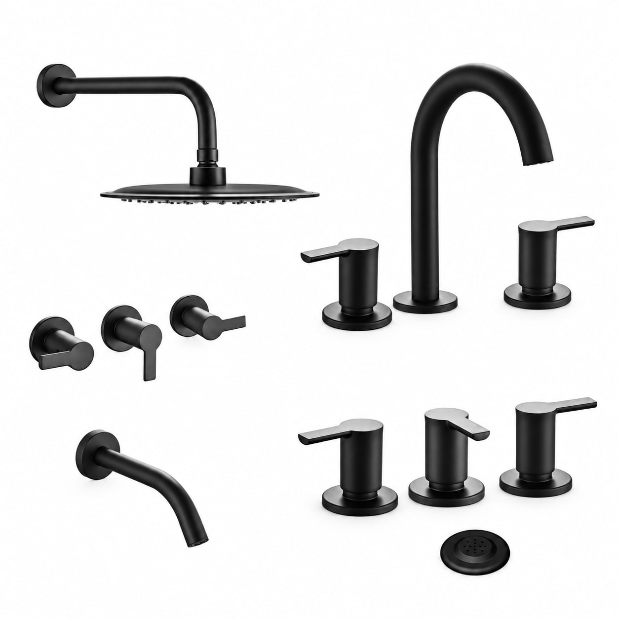 COMBO PIAZZA LOGOS NEGRO · LAVATORIO + BIDET + DUCHA EMBUTIR