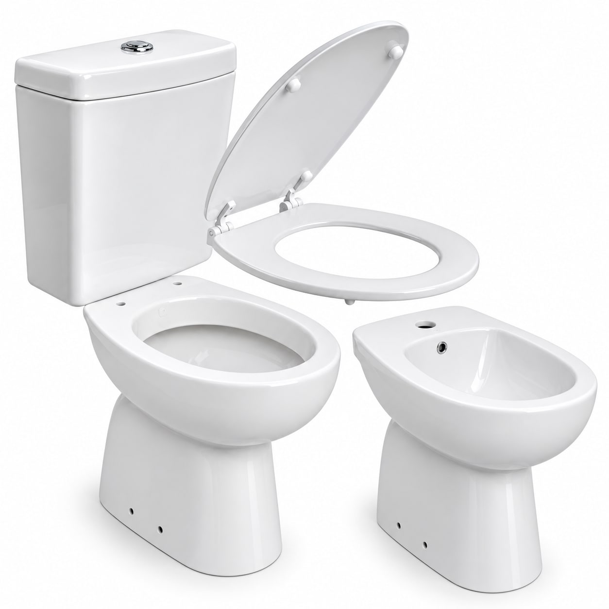 COMBO PRINGLES JADE MAX · INODORO + DEPÓSITO + BIDET 1 AGUJERO