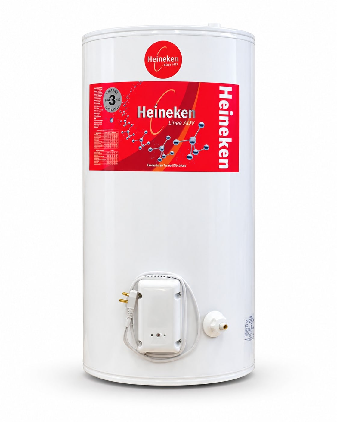 TERMOTANQUE HEINEKEN 80 LTS ELÉCTRICO · CONEXIÓN INFERIOR PARA COLGAR