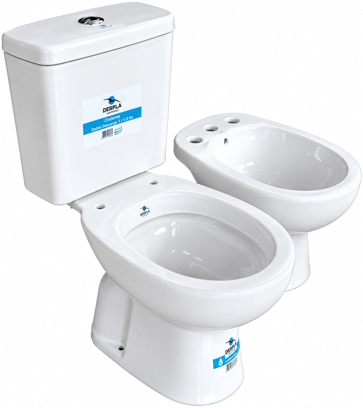 COMBO PRINGLES JADE 3 PIEZAS INODORO, DEPOSITO Y BIDET 3 AGUJEROS