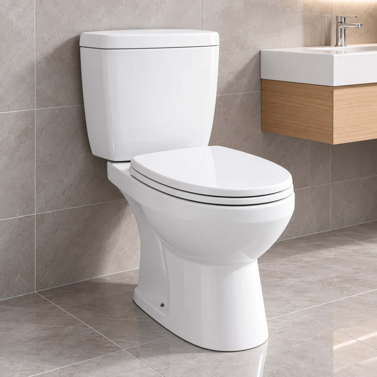 COMBO FLOWATER PRUSIA · Inodoro largo con depósito y asiento suave + Bidet 3 agujeros foto 6