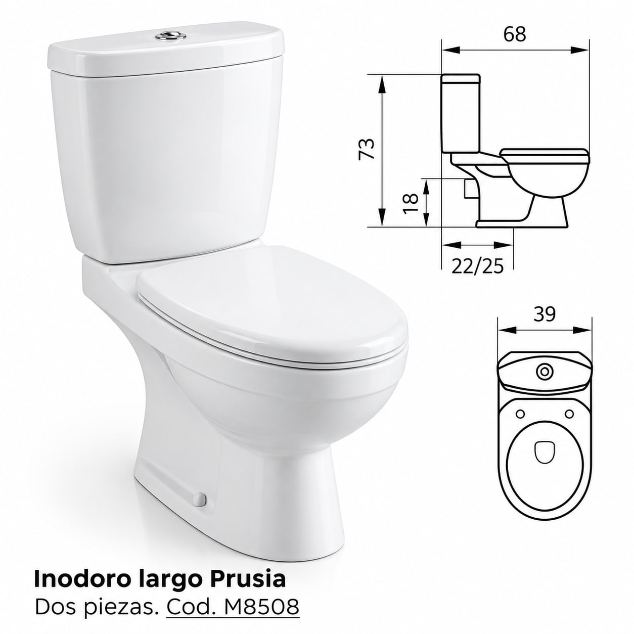 COMBO FLOWATER PRUSIA · Inodoro largo con depósito y asiento suave + Bidet 3 agujeros foto 5