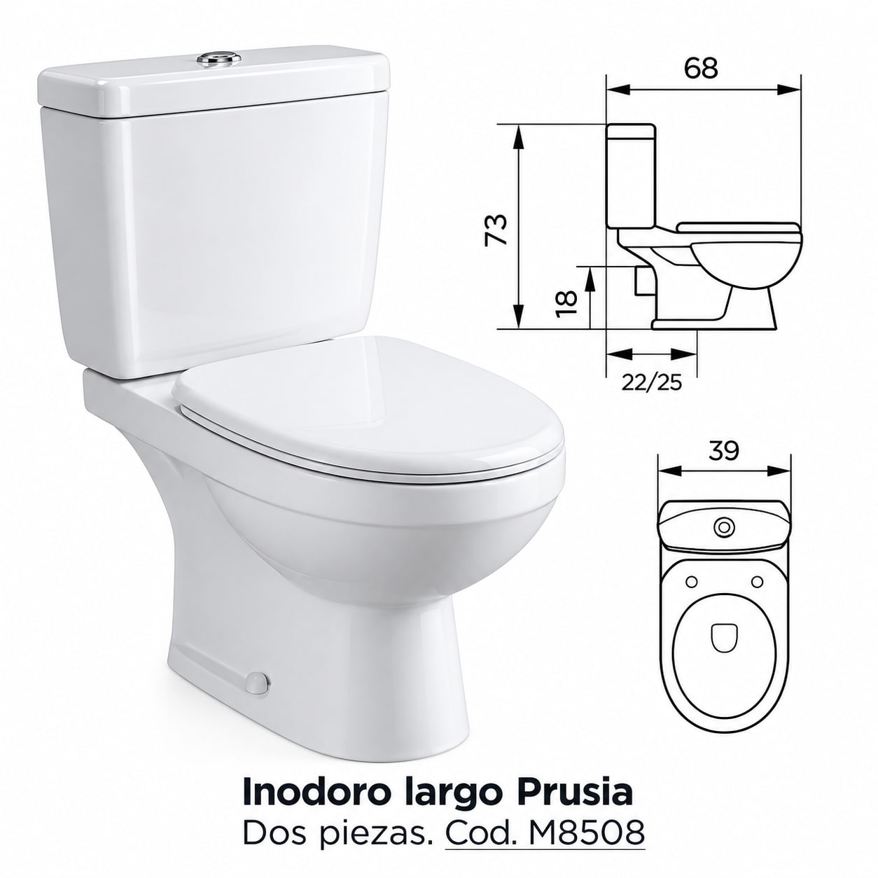 COMBO FLOWATER PRUSIA · Inodoro largo con depósito y asiento suave + Bidet 3 agujeros foto 2