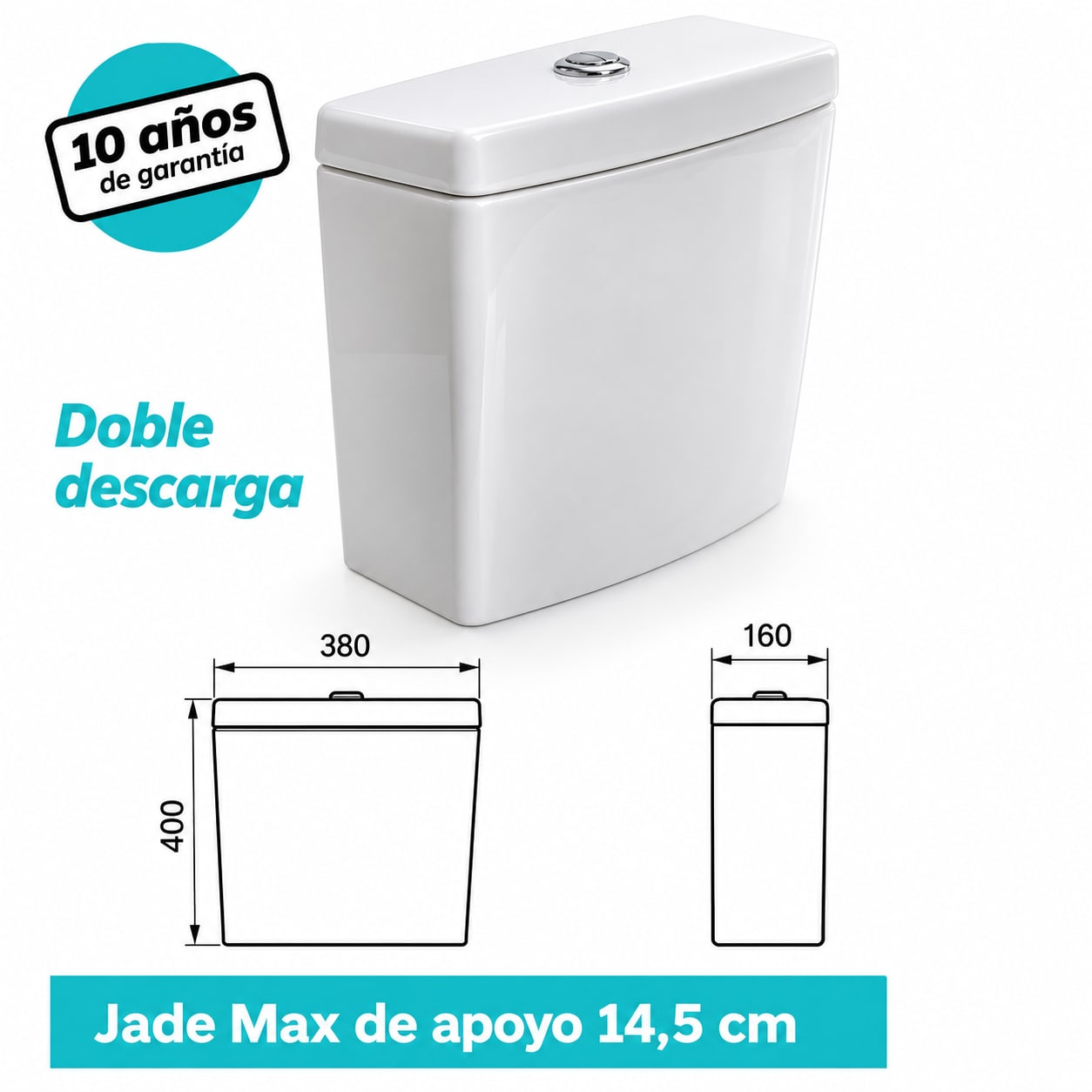 COMBO PRINGLES JADE MAX · INODORO + DEPÓSITO + BIDET 1 AGUJERO foto 5