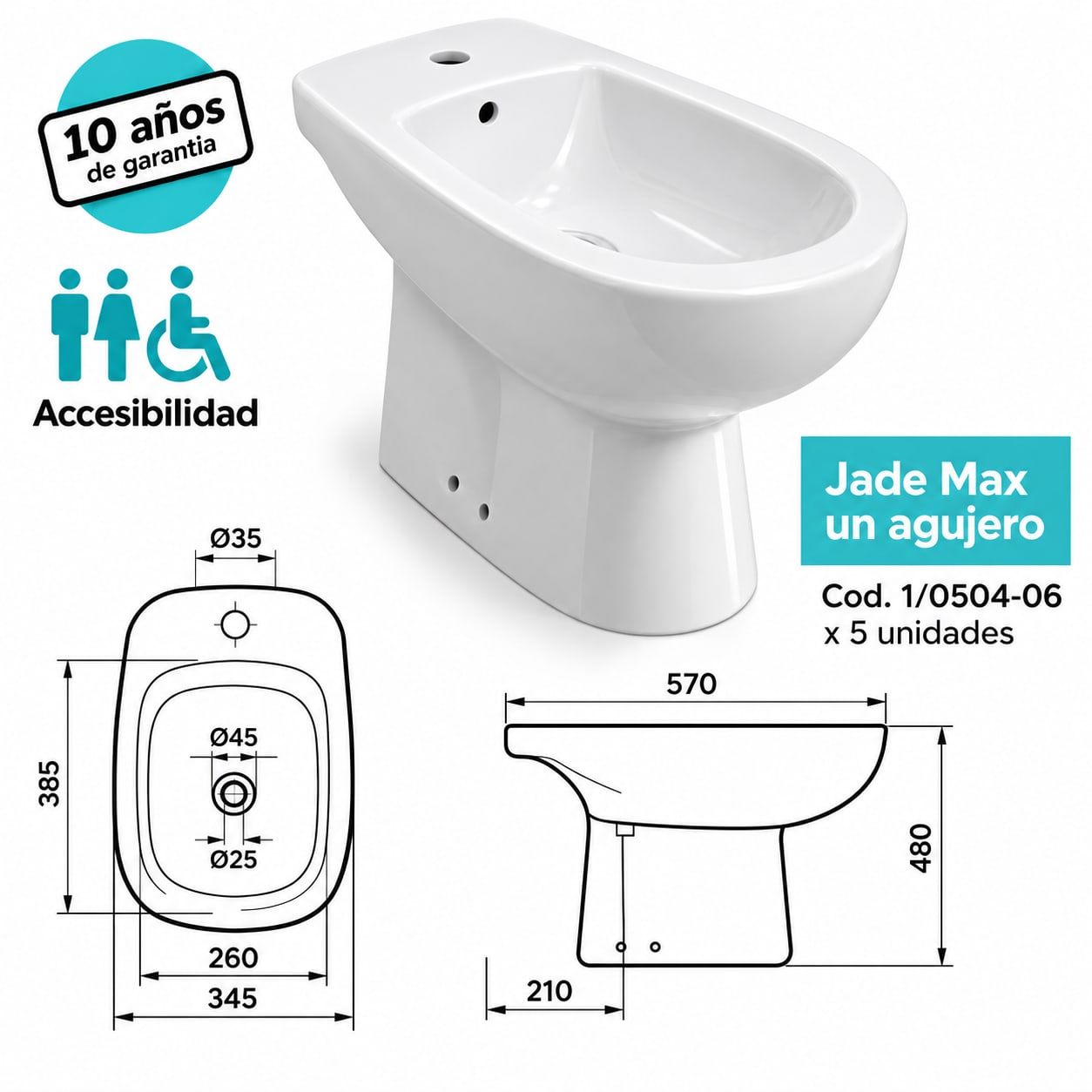 COMBO PRINGLES JADE MAX · INODORO + DEPÓSITO + BIDET 1 AGUJERO foto 7