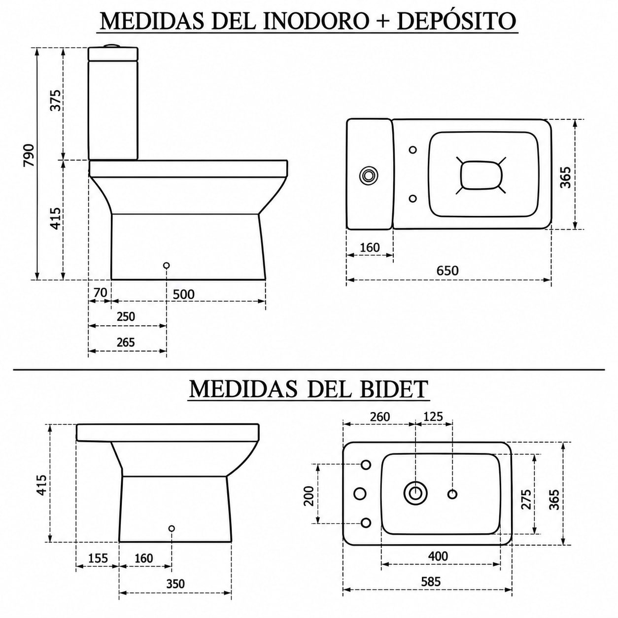 COMBO PRINGLES DIONISO · INODORO + DEPÓSITO + BIDET 3 AGUJEROS foto 6
