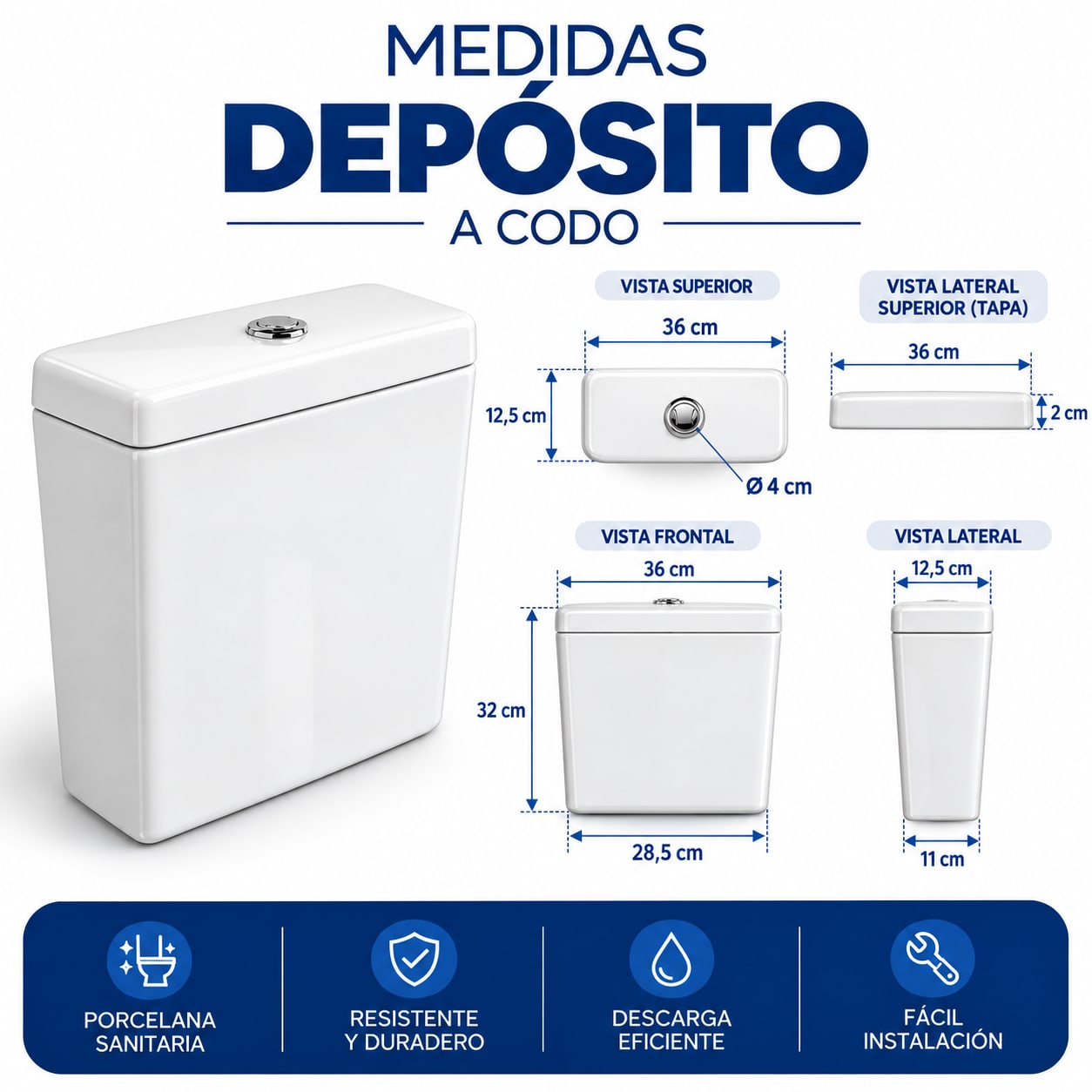 COMBO PRINGLES ONIX · INODORO + DEPÓSITO + BIDET 3 AGUJEROS + ASIENTO foto 5