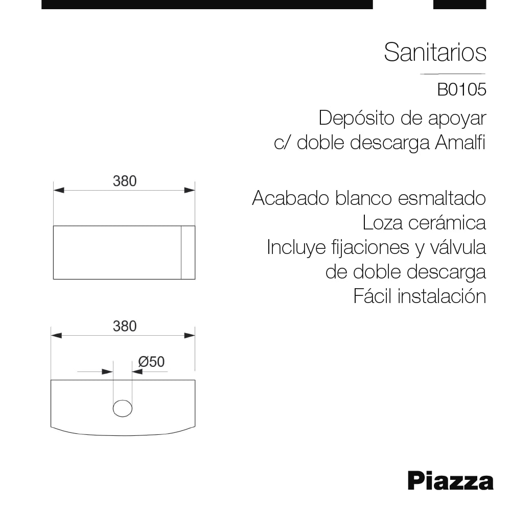 COMBO PIAZZA AMALFI · INODORO + DEPÓSITO + ASIENTO + BIDET 3 AGUJEROS foto 8
