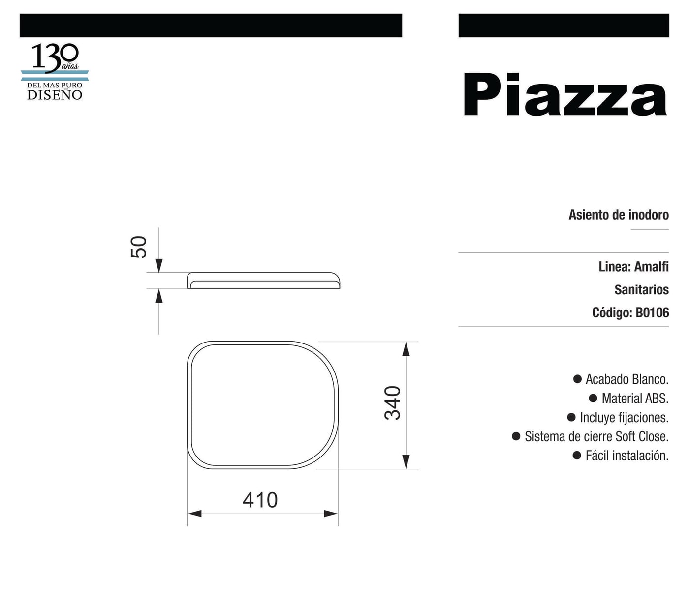 COMBO PIAZZA AMALFI · INODORO + DEPÓSITO + ASIENTO + BIDET 3 AGUJEROS foto 9