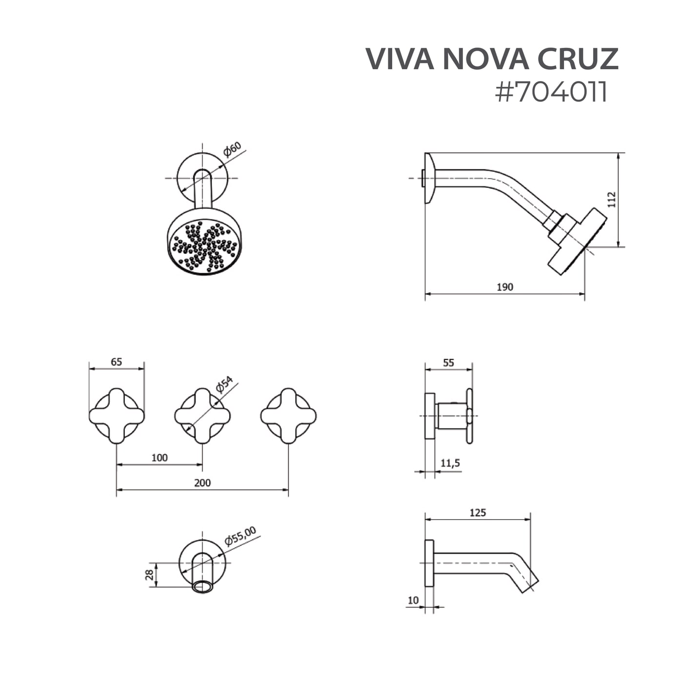 SET BAÑO HYDROS NOVA CRUZ (LAV+BIDET+DUCHA EMBUTIR) foto 6